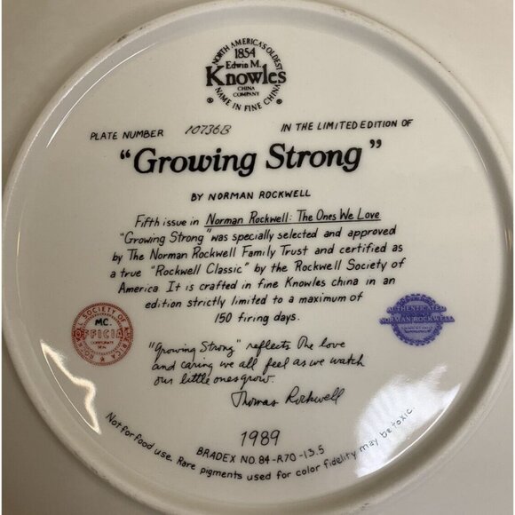 Bradford Exchange Norman Rockwell GROWING STRONG 1989 Collector Plate Knowles - Picture 5 of 8